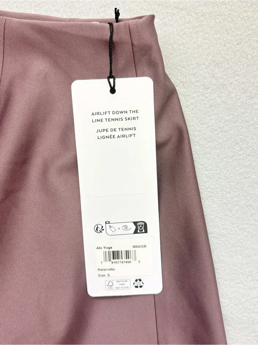 Alo Yoga Airlift Down The Line Tennis Skirt Raisinette NWT Size S